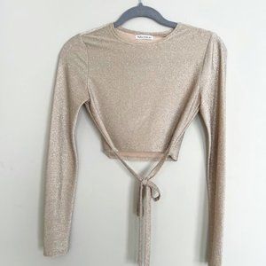 Reformation Gold Glittery Crop Top